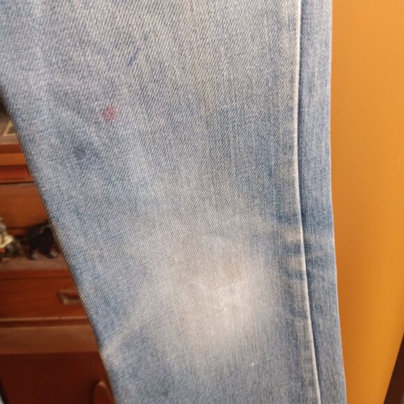 Boys 9 Slim 22x24 Vintage 70's Flare Plain Pockets Flared Denim Jeans Distressed - Picture 5 of 10